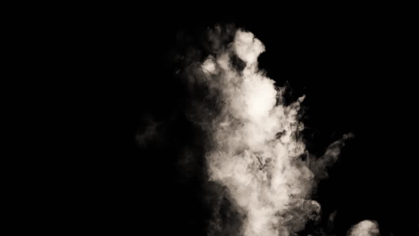 White natural rising steam from food or hot drink isolated on a black background. Сan be used in any projects with hot food.