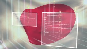 Animation of flag of japan over digital data processing on screens. Global connections, computing and data processing concept digitally generated video. - Powered by Shutterstock - Get 15% off with code: PIKWIZARD15