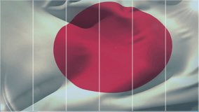 Animation of flag of japan over digital data processing and binary coding. Global connections, computing and data processing concept digitally generated video.