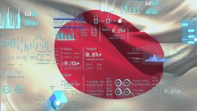 Animation of flag of japan over digital data processing. Global connections, computing and data processing concept digitally generated video. - Powered by Shutterstock - Get 15% off with code: PIKWIZARD15