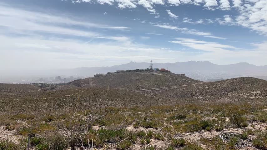 Landscape view with hiking paths in Franklin mountains, El Paso, Texas