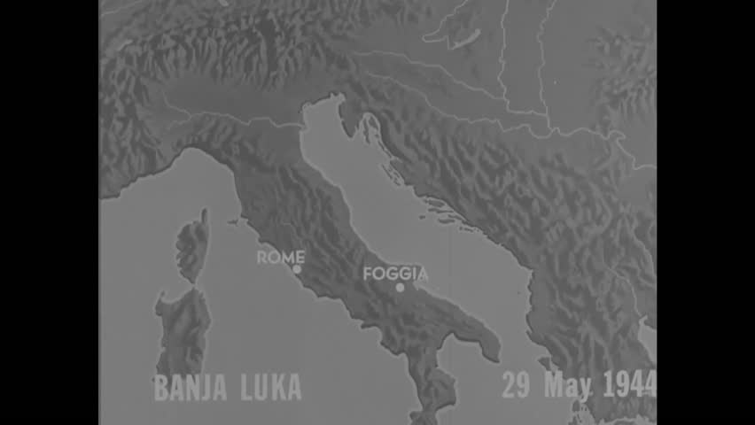 CIRCA - 1944 - Nazi-occupied Banja Luka, Yugoslavia, is bombed by the USAF.