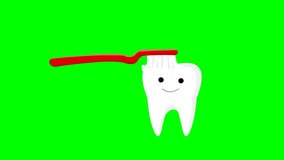 Animation of a toothbrush brushing a dark tooth on a green background, dentist. - Powered by Shutterstock - Get 15% off with code: PIKWIZARD15
