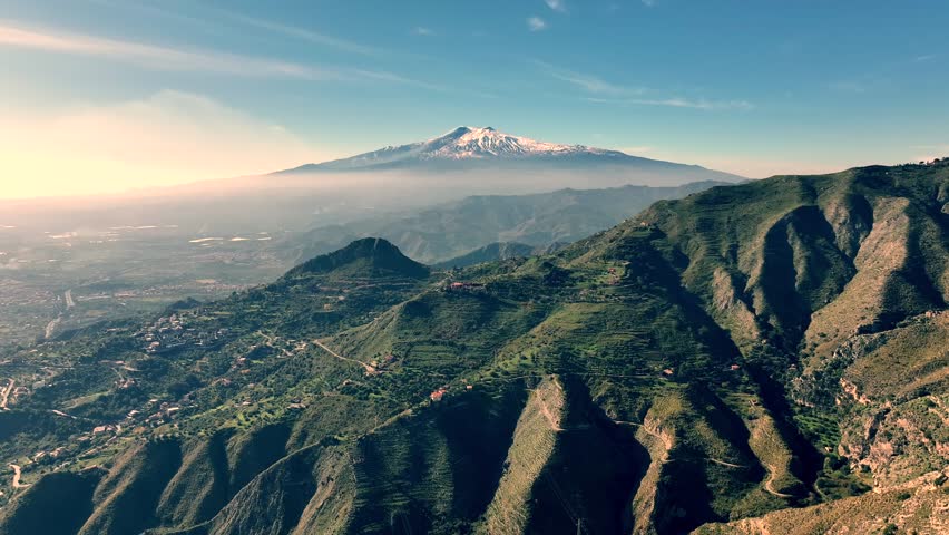 Etna Sicilia landscape sea beach sand Aerials Drone