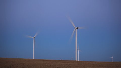 Clean and Renewable Energy, Wind Power, Turbine, Windmill, Dusk, time lapse

