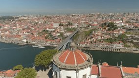 Portugal Porto aerial video city centre bridges boat ship 4k monastery rooftop awesome