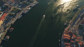 Portugal Porto aerial video city centre bridges boat ship 4k drone