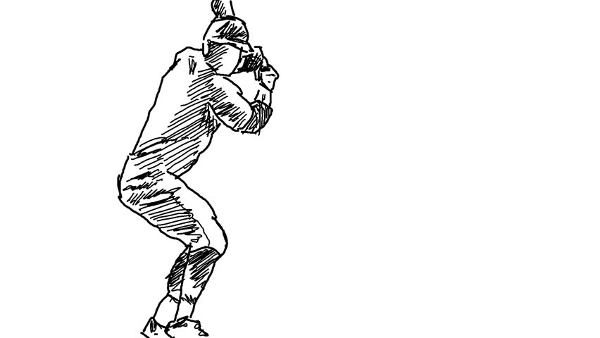 Sketch animation of baseball player in action.