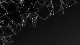 Looped abstract connection of dots and lines on a black background. Black and white plexus effect. Particles and polygons fly slowly, a futuristic interweaving of digital data. Neural networks, Cellul - Powered by Shutterstock - Get 15% off with code: PIKWIZARD15