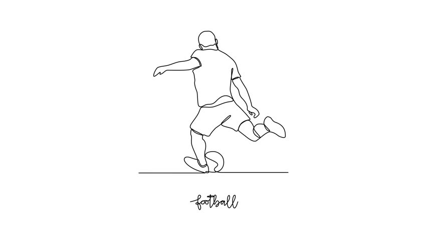 Animated self drawing of football sports video illustration. football sports design in simple linear continuous style video concept. Sports themes design for your asset design video illustration.