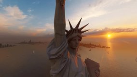 Aerial photography Statue of Liberty American symbol bronze statue sculpture - Powered by Shutterstock - Get 15% off with code: PIKWIZARD15