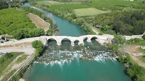 Koprucay Bridge ( Aspendos Bridge ), located in Antalya, Turkey, was built during the Seljuk period. - Powered by Shutterstock - Get 15% off with code: PIKWIZARD15
