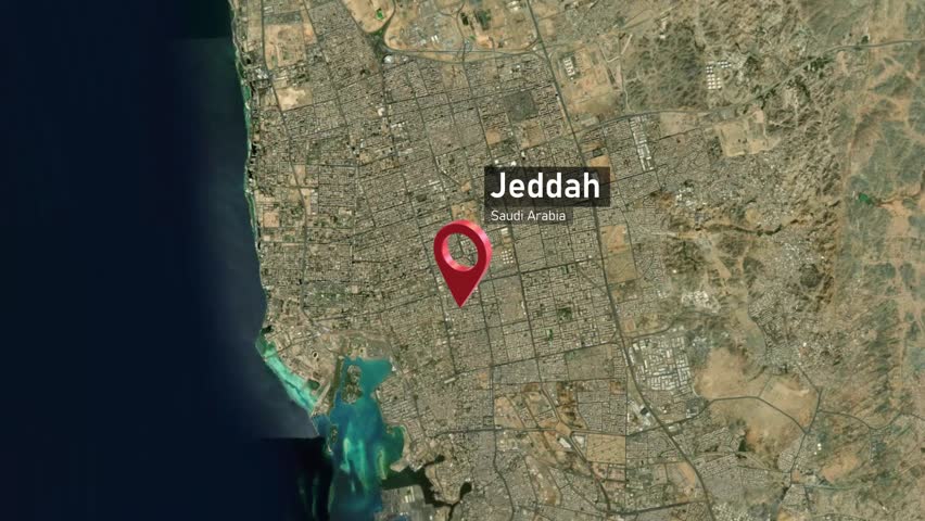 Jeddah City Map Zoom (Saudi Arabia) from Space to Earth