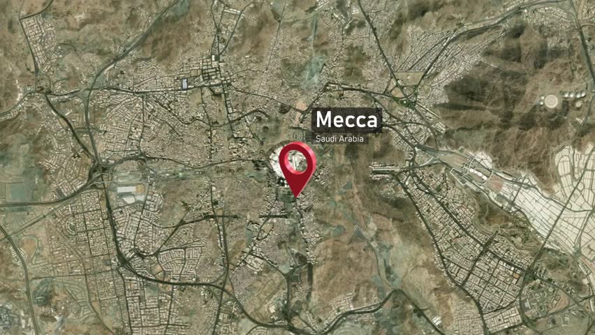Mecca City Map Zoom (Saudi Arabia) from Space to Earth