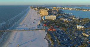 Aerial drone shot Clearwater Beach FL 4k 24p