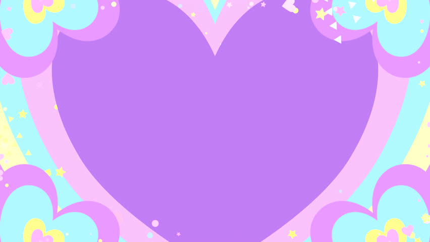 Looped cartoon hearts border with colorful circles, triangles, hearts, dots, and stars animation.