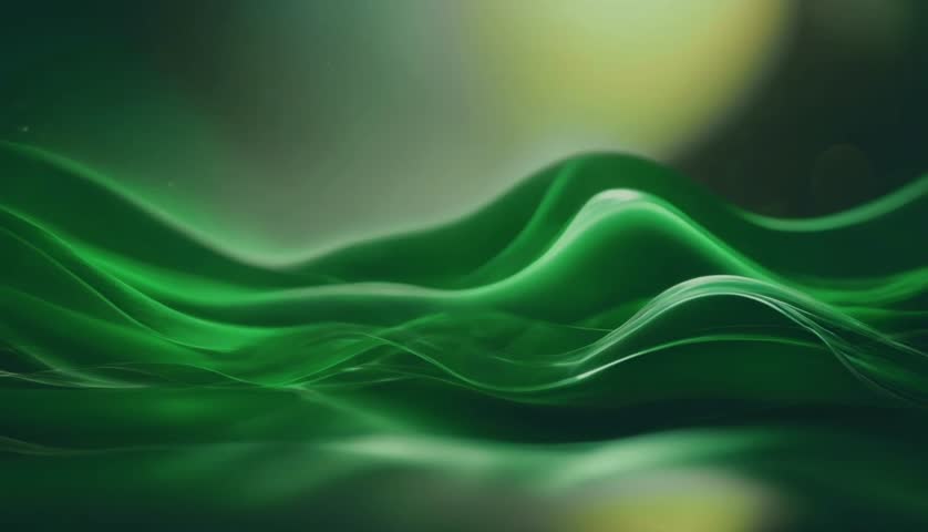 flowing green waves in abstract background loop