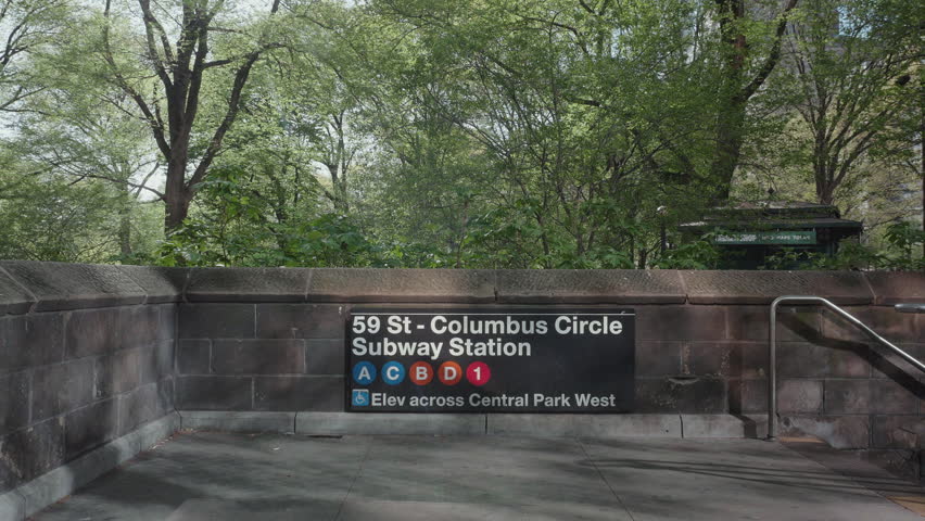 Handheld shot of The Columbus Circle Subway Station. Shot on a spring morning in New York City.