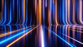 3d rendered fast moving glowing blue and orange motion lines, or bright neon laser light rays. This video creates a seamless animation loop. - Powered by Shutterstock - Get 15% off with code: PIKWIZARD15