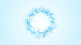 Animated blue ring symbol. Logo frame. Pattern of plexus chaotic lines and dots. Chemical bonding of molecules. Force of gravity. Screensaver for technology, presentations, business. 4k - Powered by Shutterstock - Get 15% off with code: PIKWIZARD15
