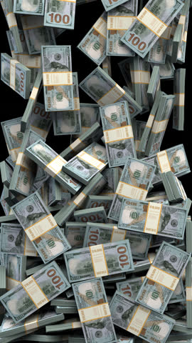 Falling dollars transition – 3d render with alpha channel.
