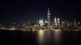 NYC, Manhattan at sunset city lights. Night in Manhattan, NYC aerial view. New York City, Illuminated NYC view from drone. NYC, Manhattan skyline. Night city scene NY, USA. - Powered by Shutterstock - Get 15% off with code: PIKWIZARD15