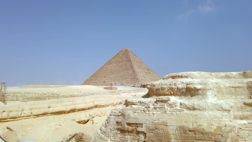 Revealing the Great Pyramid of Giza. Giza pyramid complex in the morning. Giza plateau, Cairo, Egypt