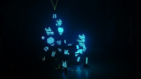 LED show. Dancing robots