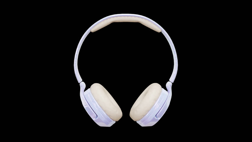 3D render of pale blue headphones rotating
