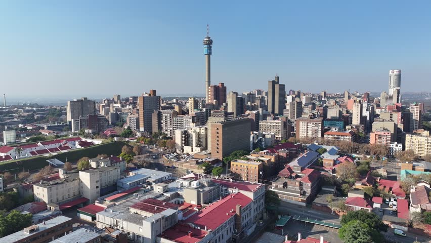 Johannesburg Skyline At Johannesburg In Gauteng South Africa. High Rise Buildings Landscape. Megacity Background. Johannesburg At Gauteng South Africa. Downtown City Urban Outdoor. Johannesburg Africa