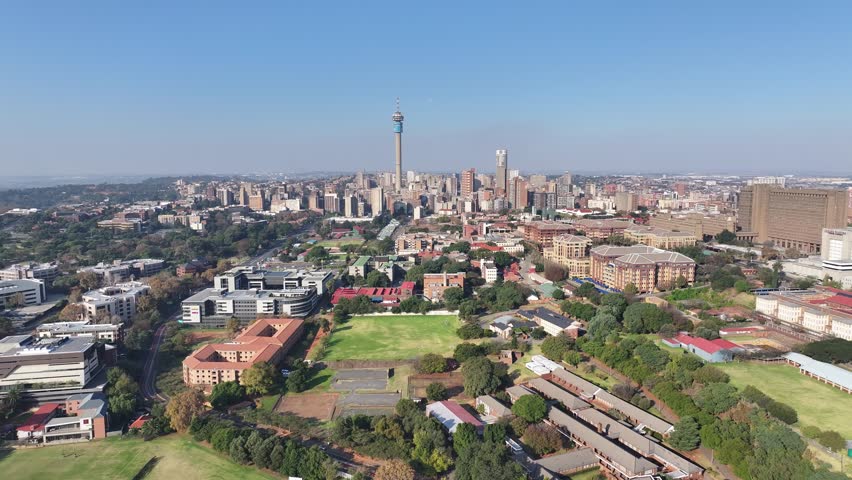 Johannesburg Skyline At Johannesburg In Gauteng South Africa. Downtown Cityscape. Business District Background. Johannesburg At Gauteng South Africa. High Rise Buildings. City Landmark of Johannesburg