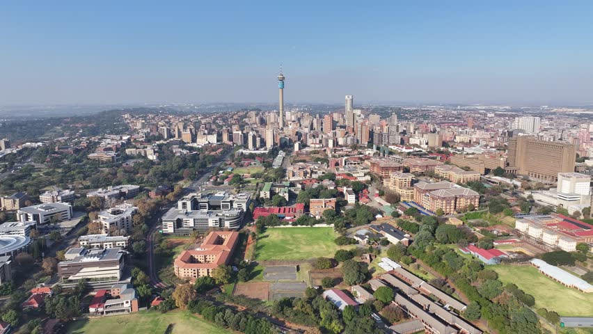 Johannesburg Skyline At Johannesburg In Gauteng South Africa. Downtown Cityscape. Business District Background. Johannesburg At Gauteng South Africa. High Rise Buildings. City Landmark of Johannesburg