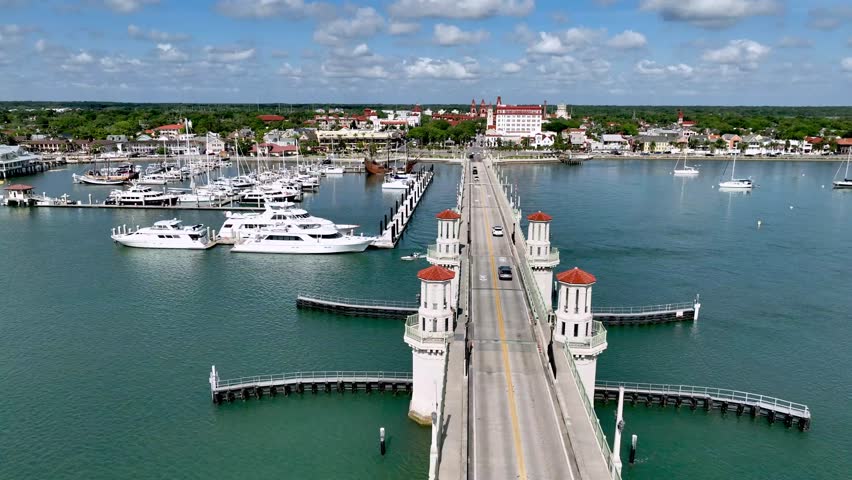 Bridge and Marina aerial in St Augustine Florida