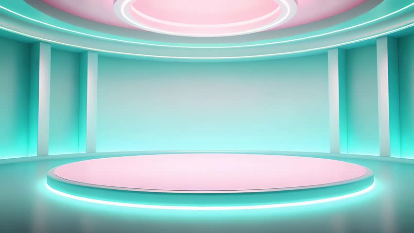podium Futuristic showcase with platform for product displaying. Empty modern stage display