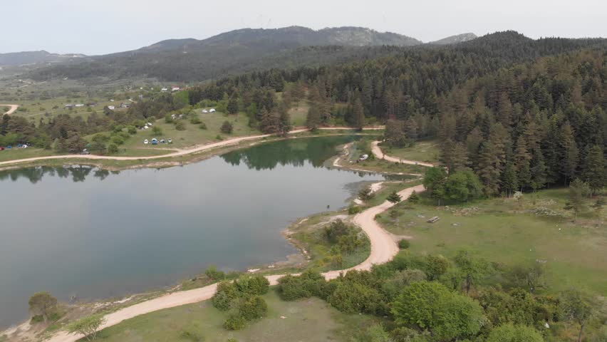 scalloped black lake plateau landscape