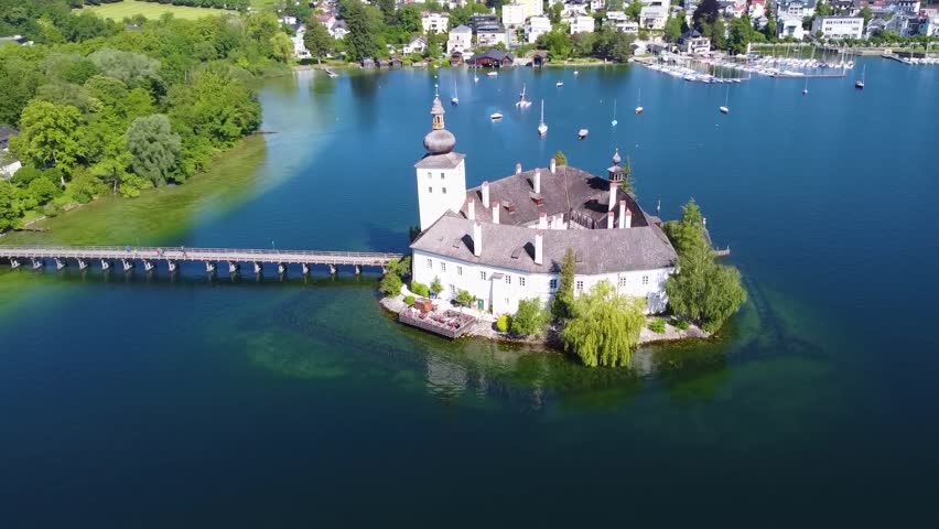 The "Schloss Ort" in Gmunden in Upper Austria - aerial photography