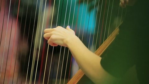 symphony orchestra harp stock footage