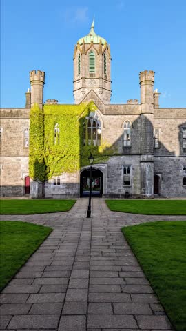 The University of Galway, quadrangle in Ireland, architecture and landmarks background	