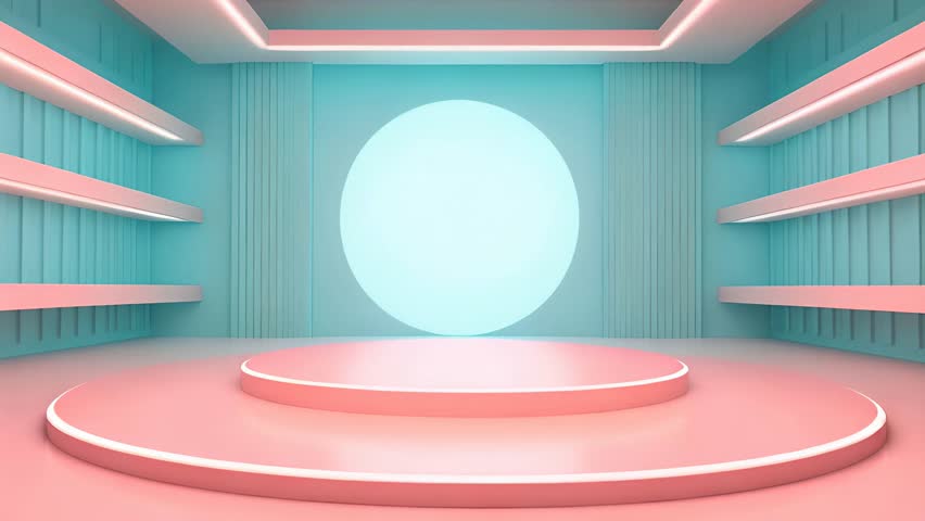 podium Futuristic showcase with platform for product displaying. Empty modern stage display