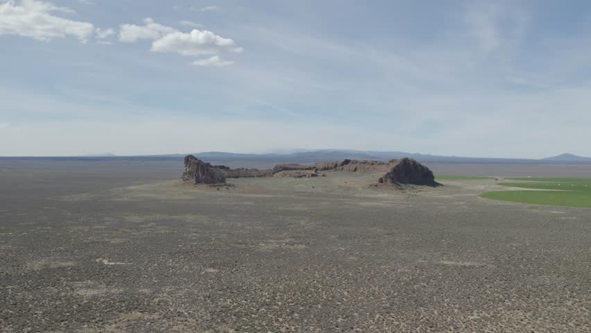 Drone shot of the Fort Rock geological formation in central Oregon | 4K 60 fps