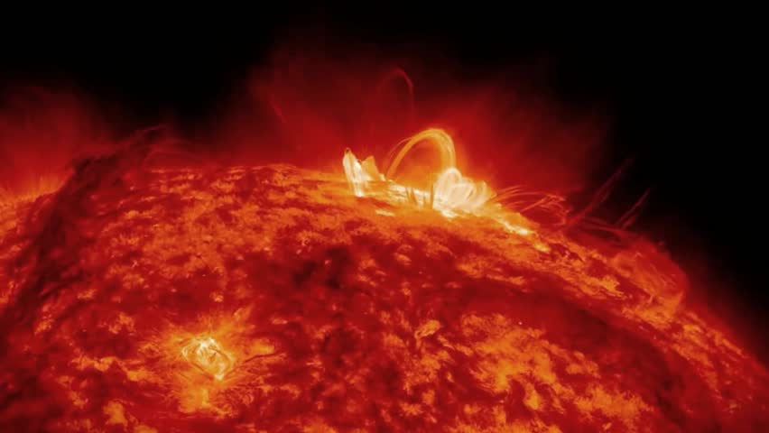 Solar flare erupting from the surface of the Sun. Space, astronomy.