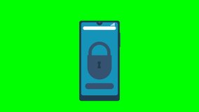 Data protection on mobile. Protect your personal data on your cell phone. Protection. Lock your data with your fingerprint, and face scan. 2d flat animation. Alpha channel. Chroma key - Powered by Shutterstock - Get 15% off with code: PIKWIZARD15