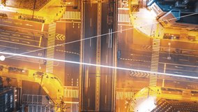 Street intersection at night with modern data visualization overlays displaying analytics and infographics as smart city concept - Powered by Shutterstock - Get 15% off with code: PIKWIZARD15