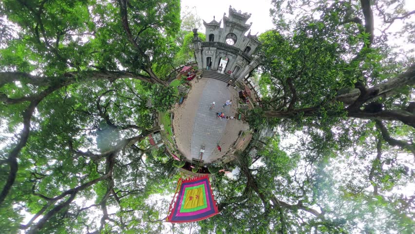 Hanoi, Vietnam. 360-degree footage of the Temple of Literature tourist area, Vietnam