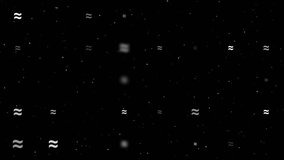 Template animation of evenly spaced approximately equal symbols of different sizes and opacity. Animation of transparency and size. Seamless looped 4k animation on black background with stars - Powered by Shutterstock - Get 15% off with code: PIKWIZARD15