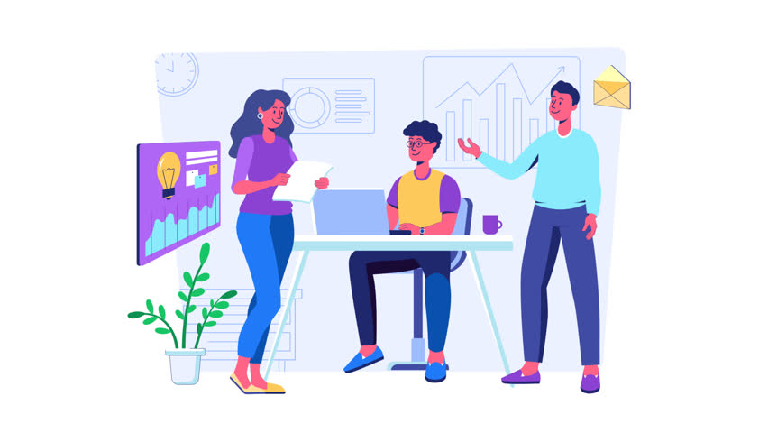 business teamwork on office Animated Illustration