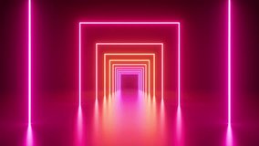 looped 3d animation. Abstract geometric background. Flashing multicolored neon frames. - Powered by Shutterstock - Get 15% off with code: PIKWIZARD15