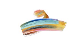 Creative 3D animation. Vivid colorful brush stroke moves on a spontaneous trajectory, isolated on a white background. Abstract shape drawn with paint - Powered by Shutterstock - Get 15% off with code: PIKWIZARD15