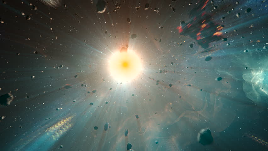 Asteroid meteors shower rocks close to the sun with rays
3d rendering of deep space with asteroids concept, 4K, 2024
