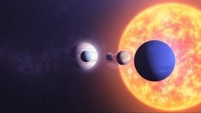 Flying close to Solar System with eight planets and large sun 
3d rendering of our solar system and asteroid fields, 4K, 2024
 - Powered by Shutterstock - Get 15% off with code: PIKWIZARD15